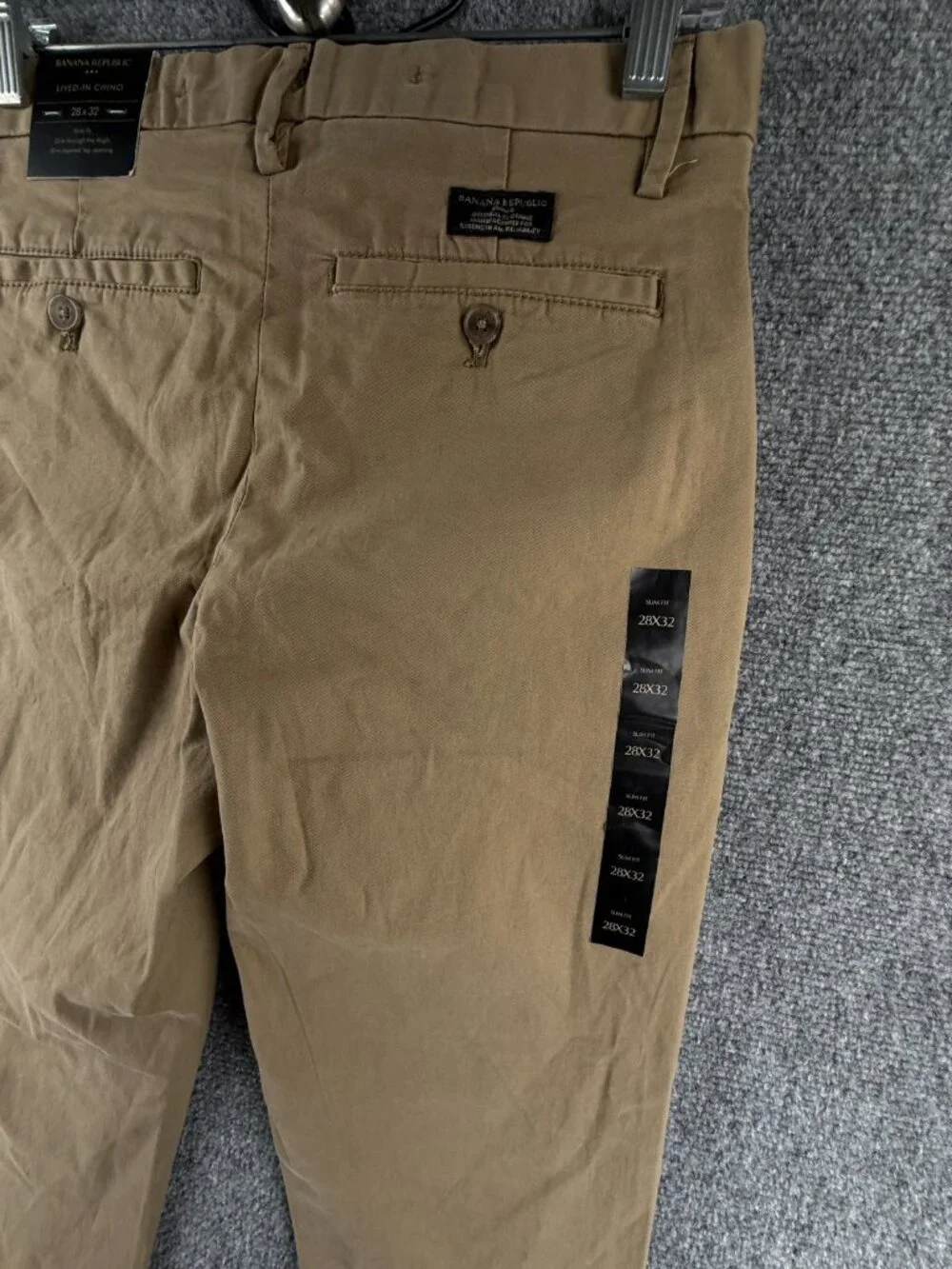NWT BANANA REPUBLIC Lived In Chino Pants Brown 28x32 Men Cotton Stretch Slim